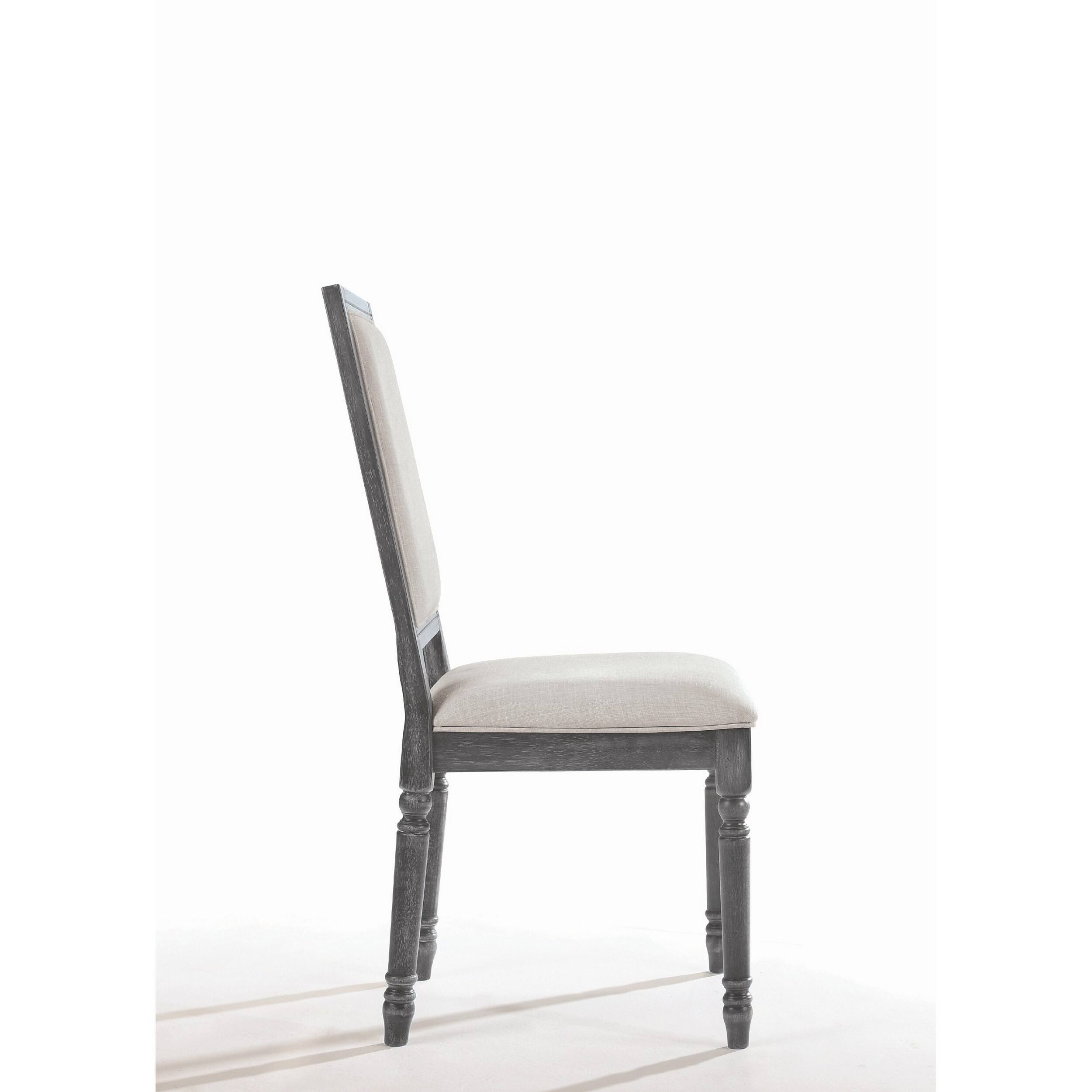 Alt View 2. Manhattan Lane - Linen Dining Side Chair with Turned Legs, Set of 2 - Gray.