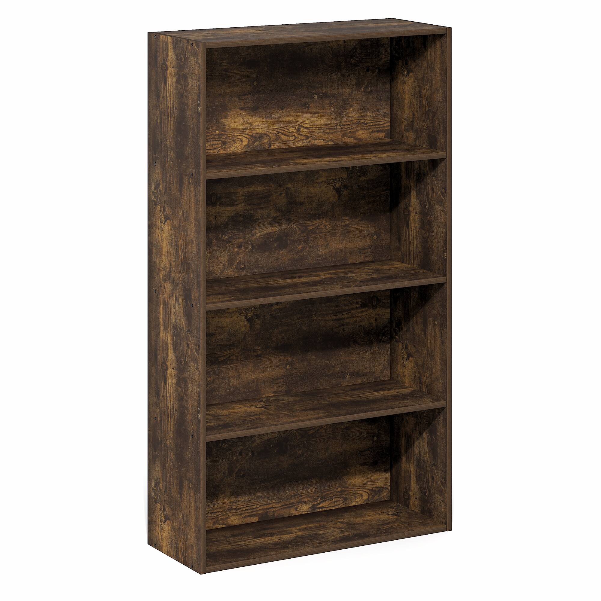 Alt View 4. Furinno - JAYA Book Shelf, 4-Tier Book Shelf, Bookcase with Open Shelving, Standing Bookshelf, 9.5 x 23.6 x 41.9 - Amber Pine.