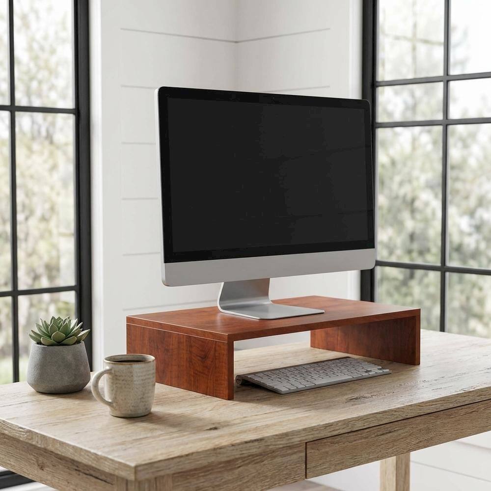 Alt View 1. FurniFact - Cherry TV/Monitor Riser for Small Screens up to 26 Inches with Melamine Veneer - Brown.