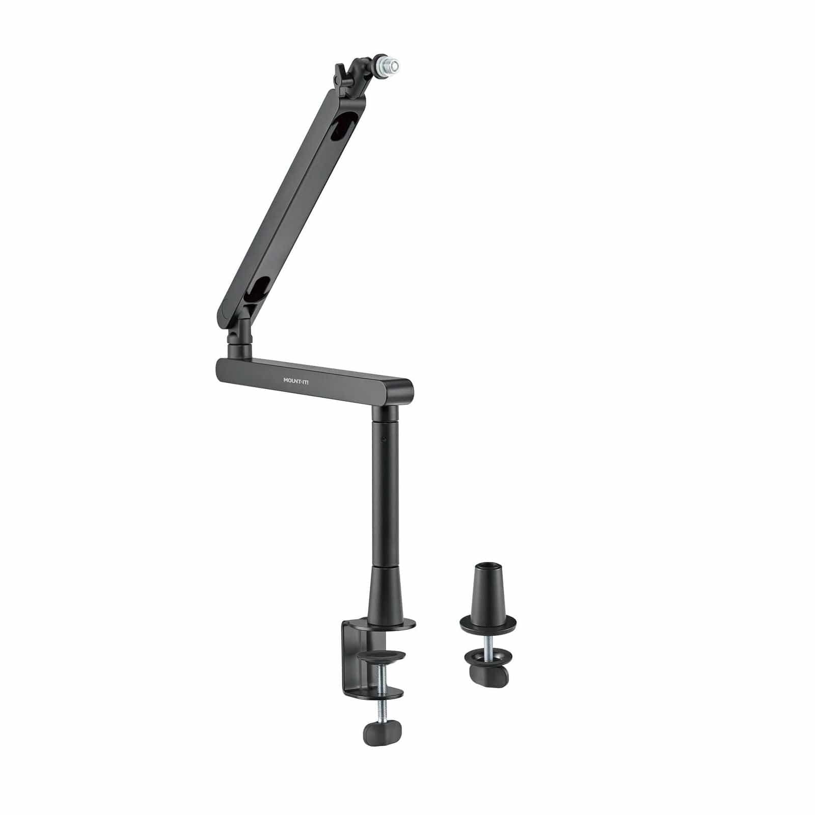 Left. Mount-It! - Premium Microphone Boom Arm with Detachable Riser Column, Full Motion Adjustment & Cable Management, Black - Black.