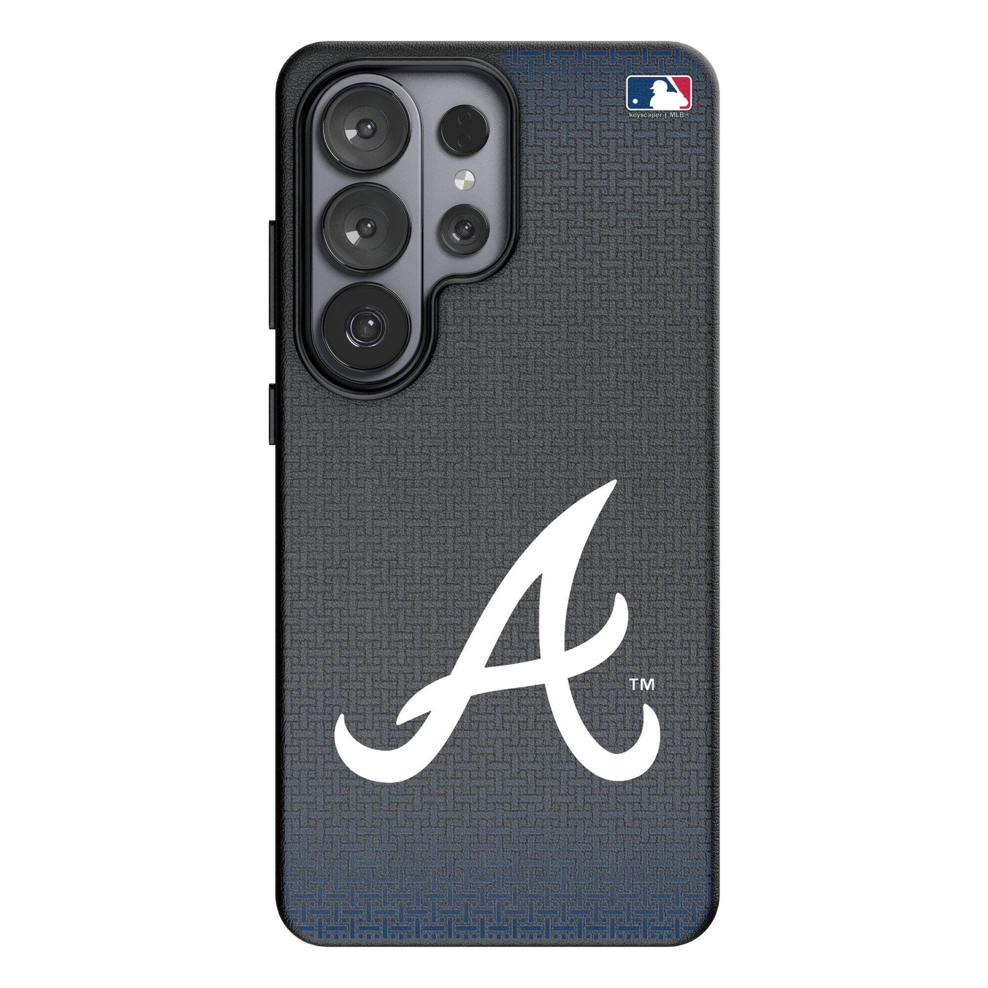 Front. Keyscaper - Atlanta Braves Linen Galaxy Magnetic Bump Case - S25 Ultra - Black.