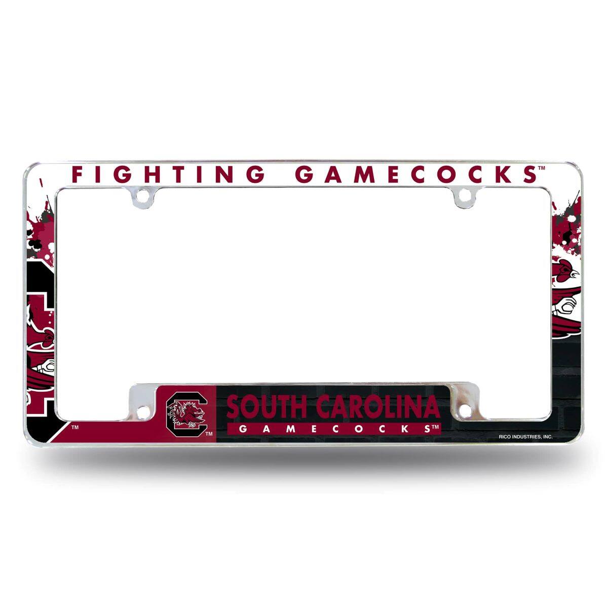 South Carolina Gamecocks Chrome Metal License Plate Frame with Bold Full Frame Design