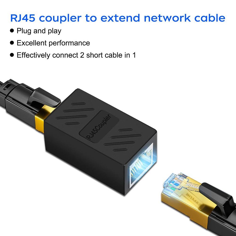 RJ45 coupler to extend network cable

- Plug and play
- Excellent performance
- Effectively connect 2 short cables in 1

RJ45Coupler HSMA AMZHE ZHE