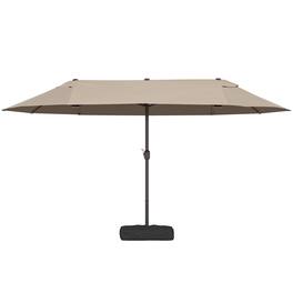 Outsunny - Umbrella 15' Steel Rectangular Outdoor Double Sided Market with base - Coffee