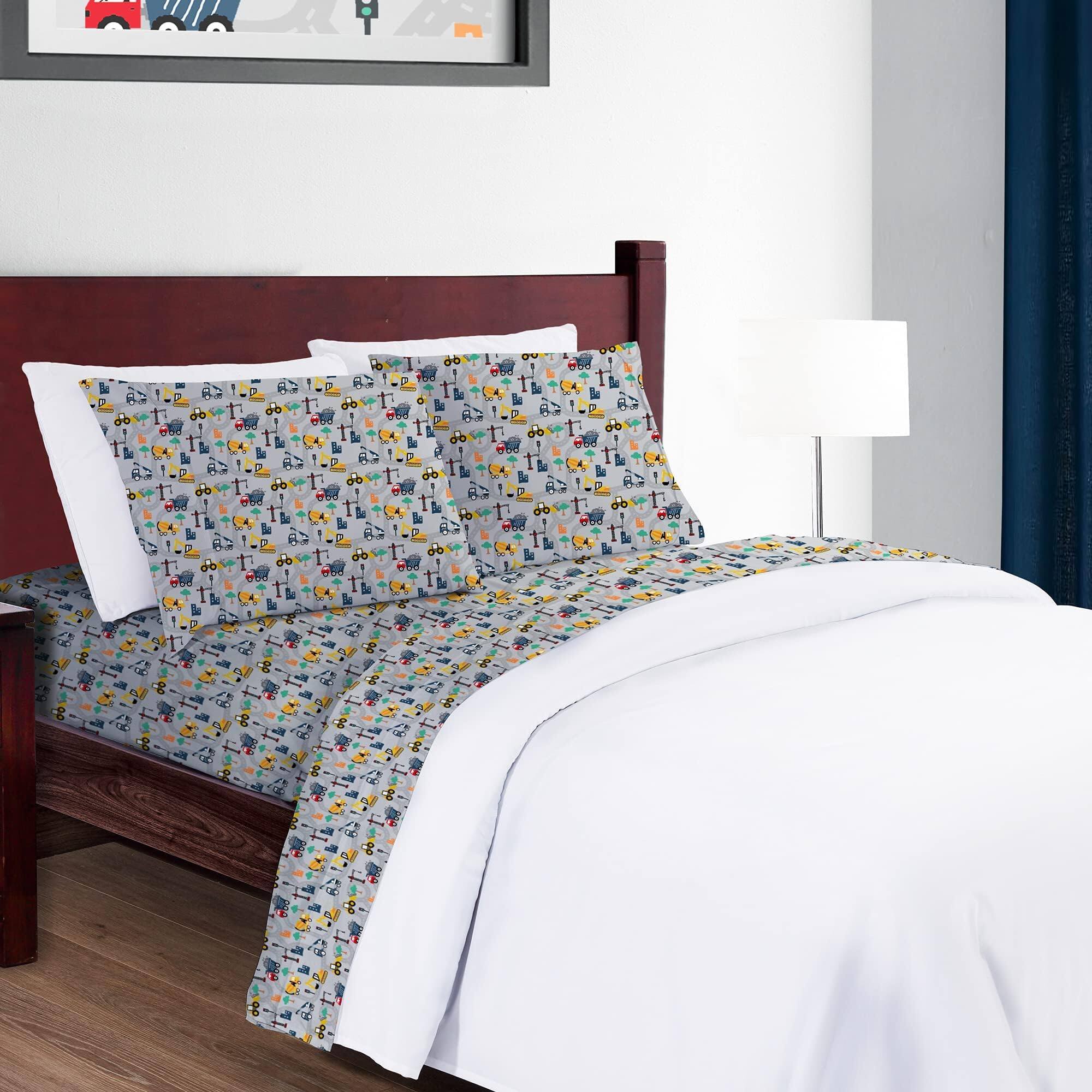 Alt View 8. Skar Audio - Bed Sheet Set For Size Microfiber Fitted Breathable & Silky Soft Feeling 3 Excavator Excavator Design The - Purple Unicorn Full.