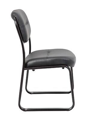 Alt View 4. Boss Office Products - Armless Leather Sled Base Side Chair (B9539) - Black.