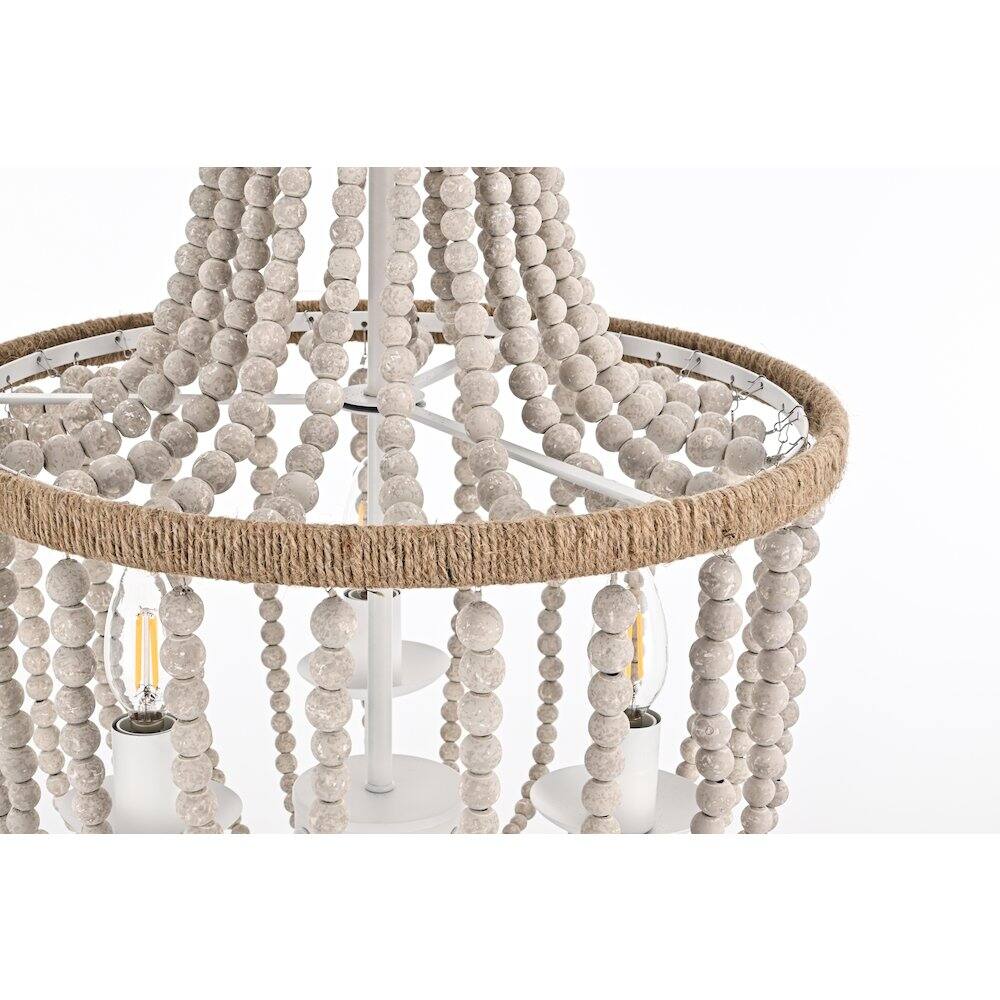Alt View 2. Living District - Jolie 16 Inch Beaded Pendant In Antique White - Antique White.