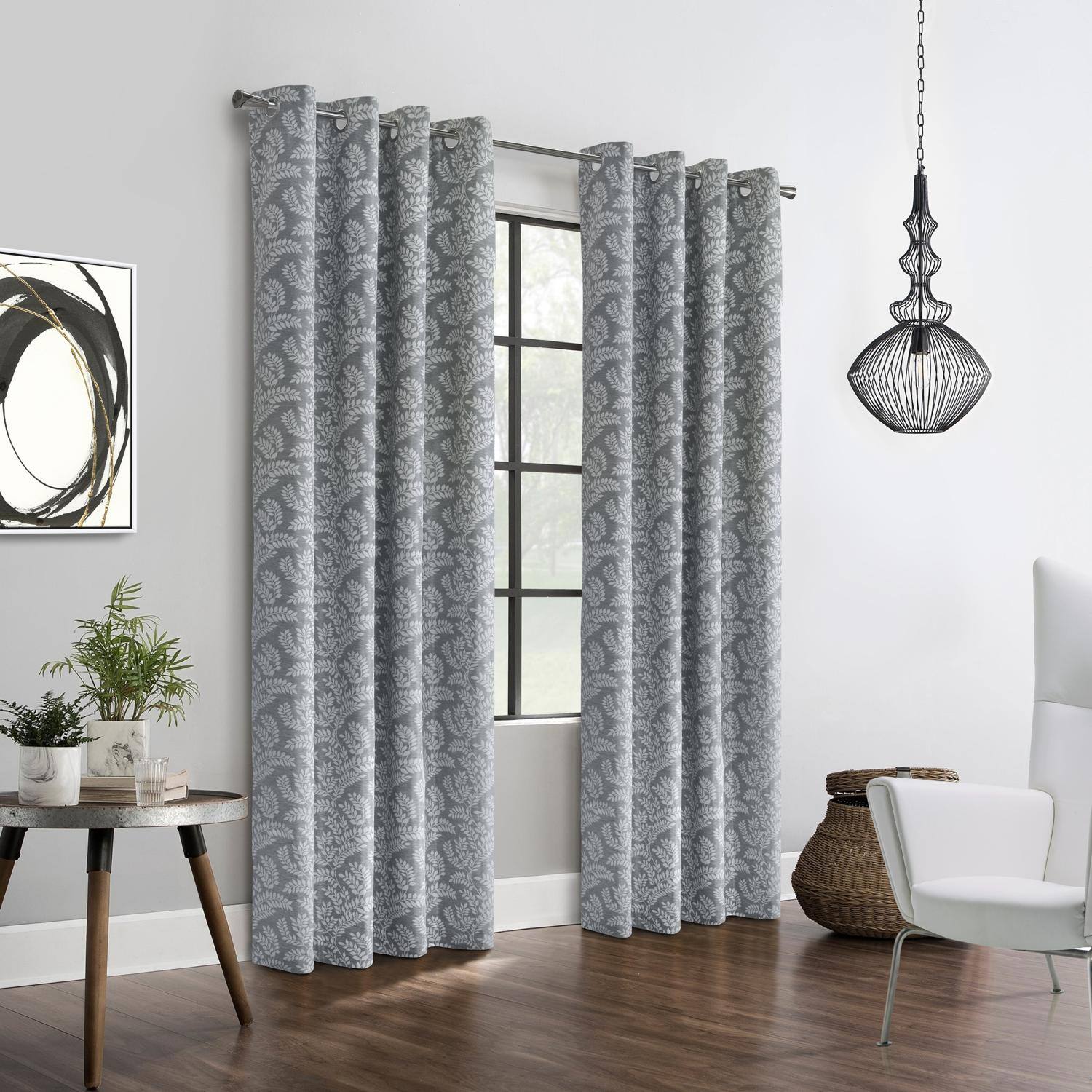 Angle. Commonwealth Home Fashions - Thermaplus Patricia 100% Blackout UV Protection Grommet Curtain Panel for Windows 52" x 95" Silver - Silver.