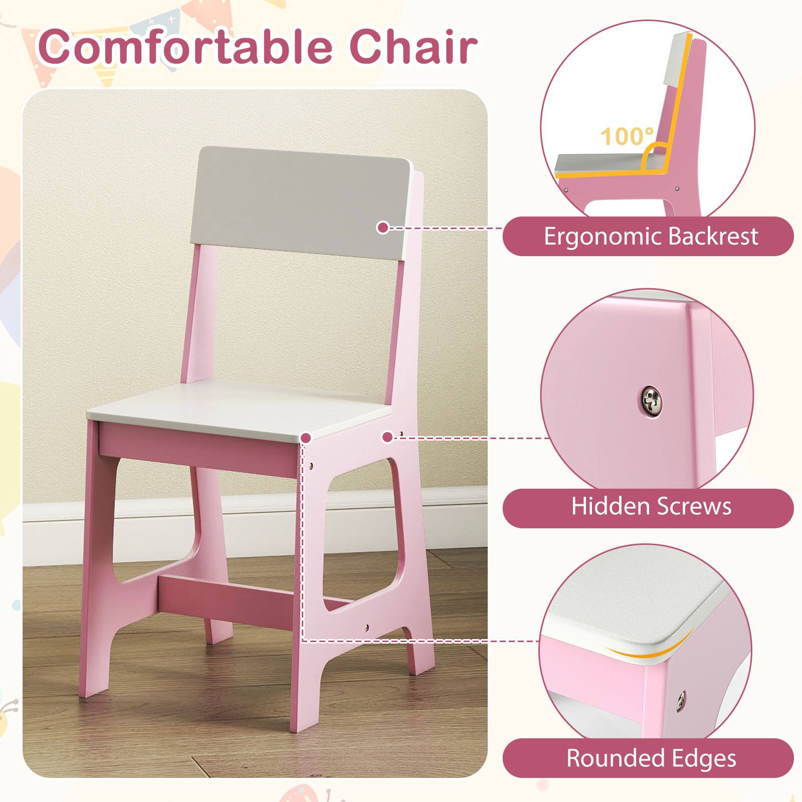 Comfortable Chair
100°
Ergonomic Backrest
Hidden Screws
Rounded Edges
