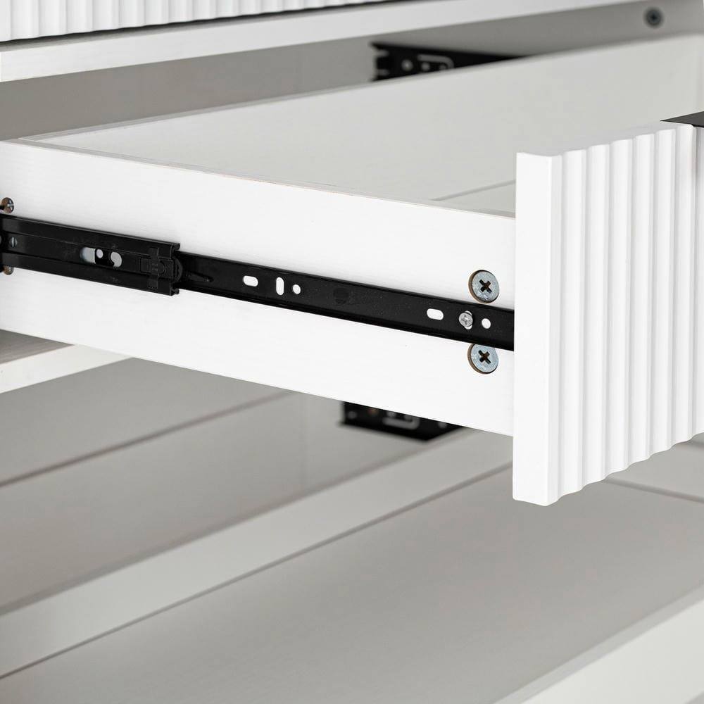 Alt View 4. Kadyn - 72" Fluted Storage Cabinet with Keyboard Drawers for Office Use - White - White.