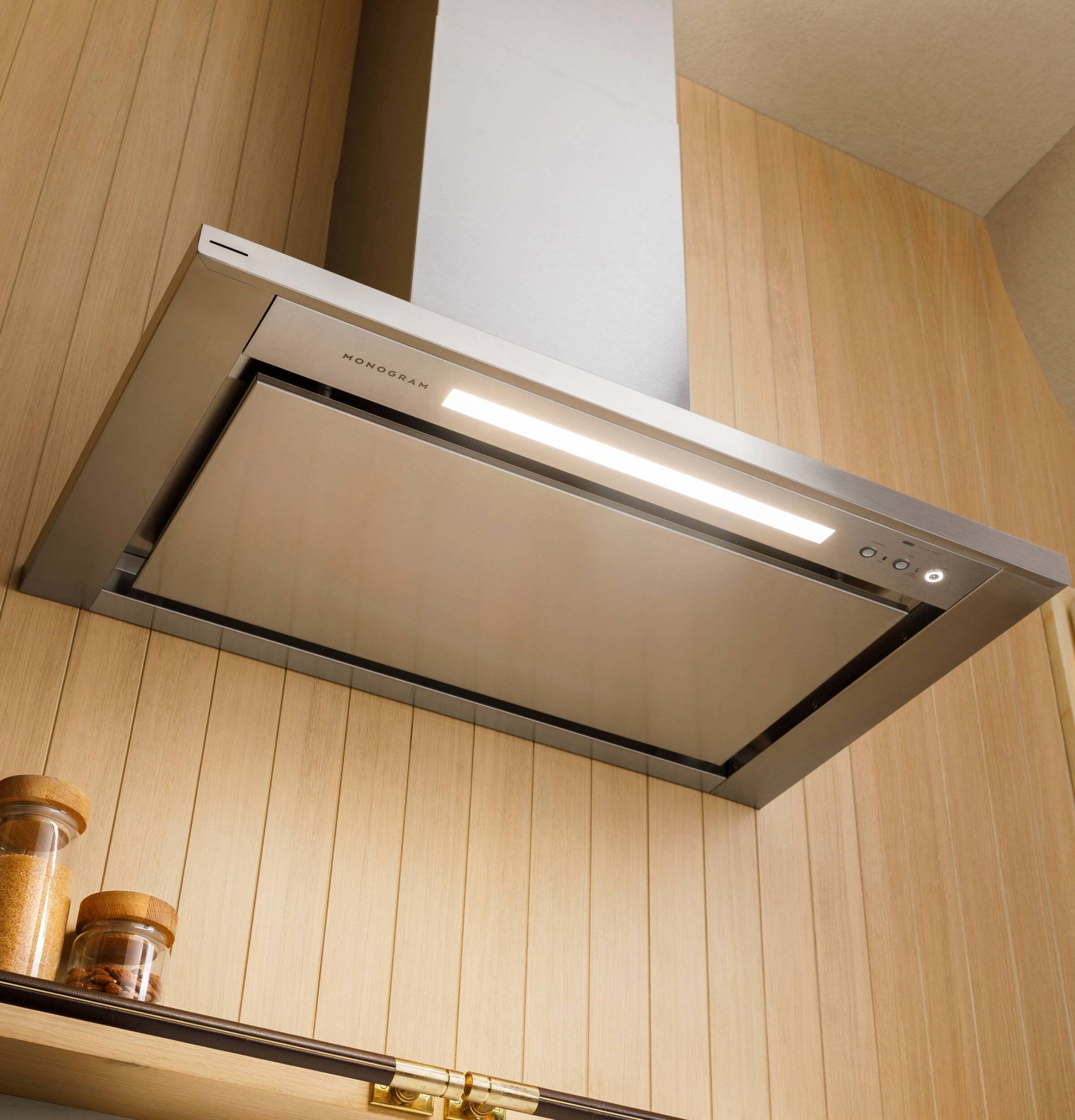 Alt View 10. Monogram - 30" Wall-Mounted Pyramid Chimney Smart Vent Hood with Air Quality Sensors - Stainless Steel.
