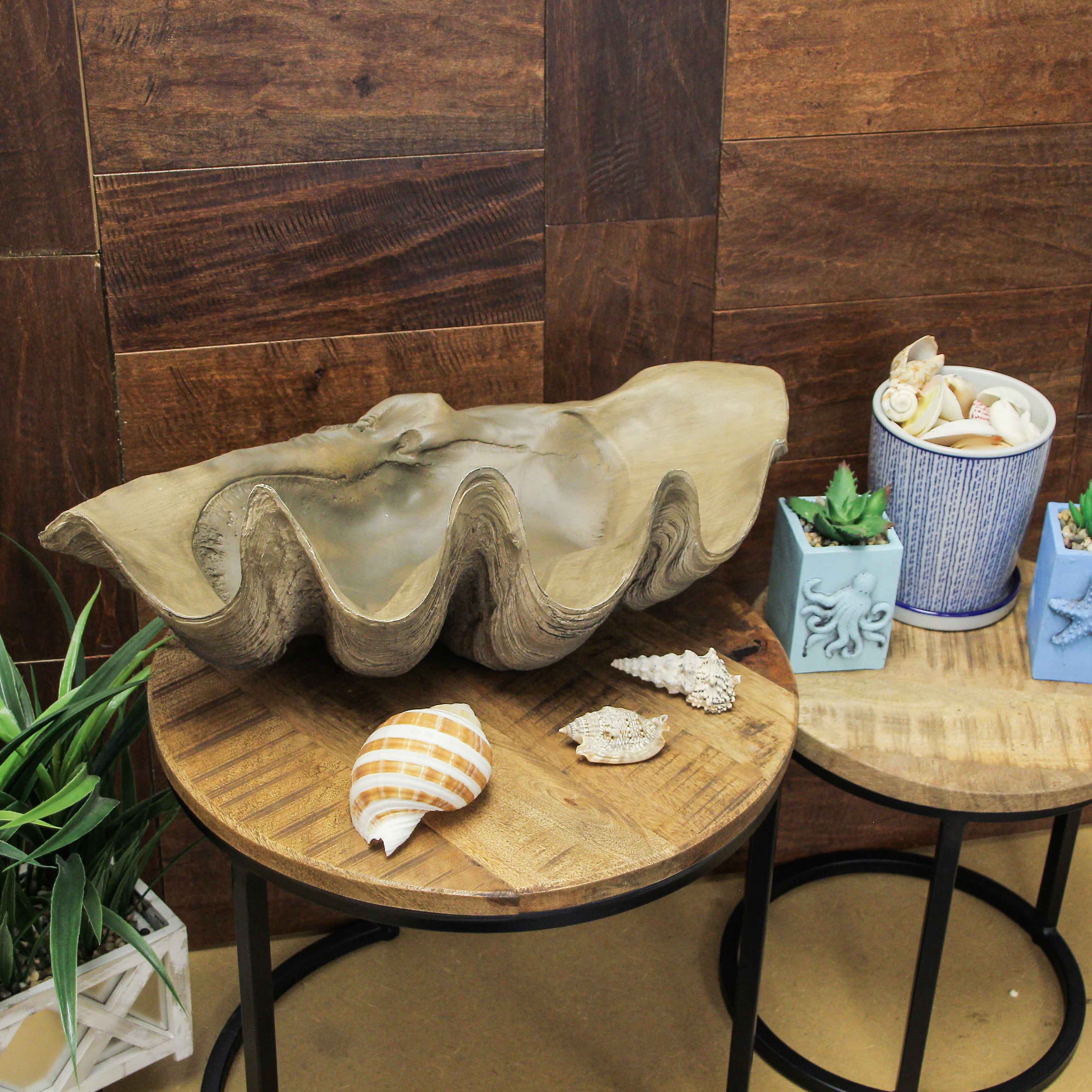 Alt View 4. Contrast Inc. - Lifelike Cast Polyresin Giant Clam Shell Decorative Bowl - Taupe.