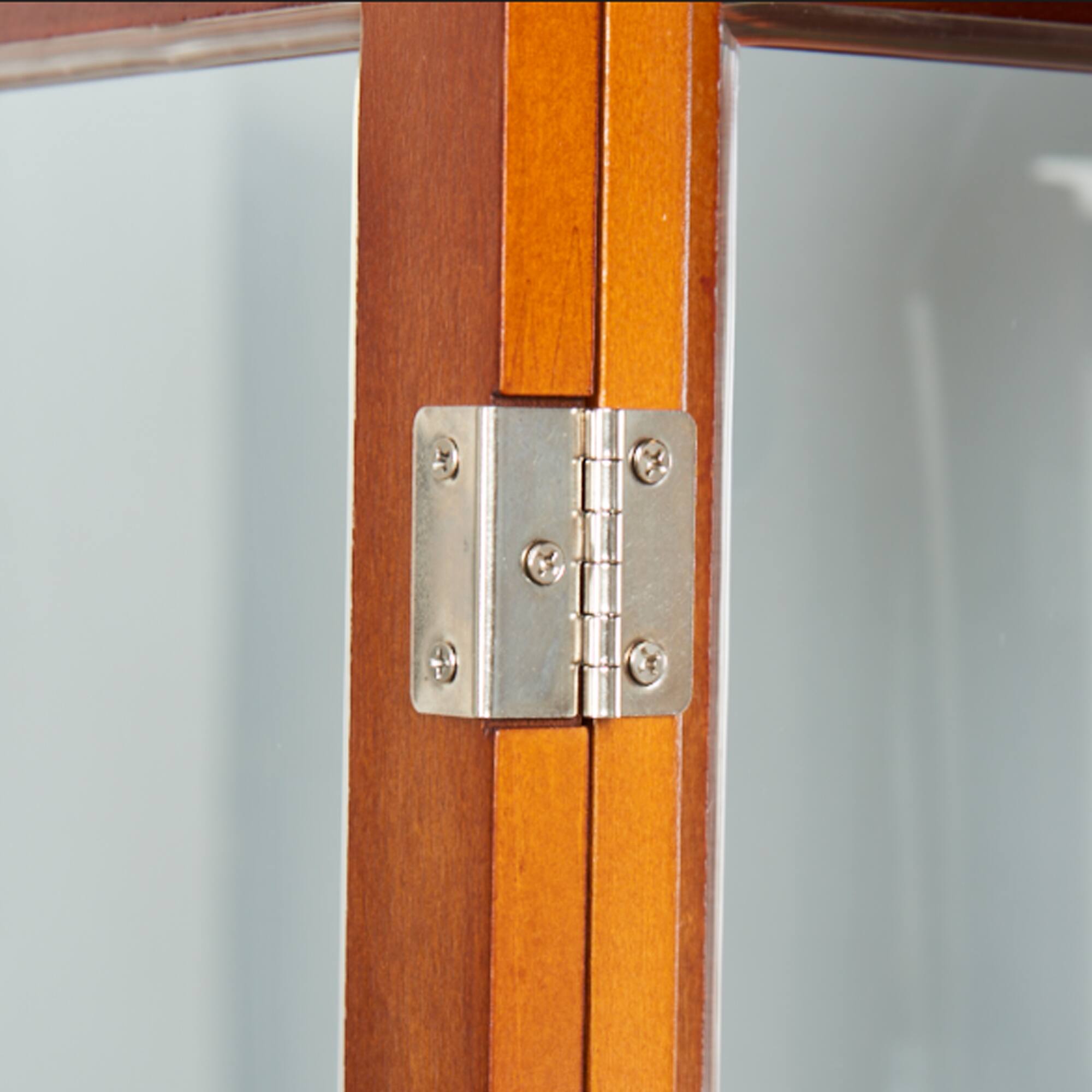 Alt View 1. APRILSOUL - Transitional Display Cabinet with Adjustable Shelves Internal Lighting and Mirrored Back Panel - Oak.