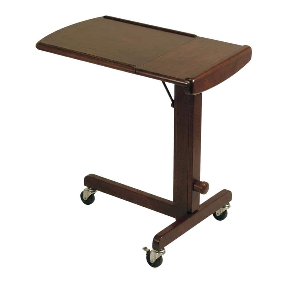 BisonOffice - Antique Adjustable Laptop Cart with Solid Wood Finish for Mobility - Walnut