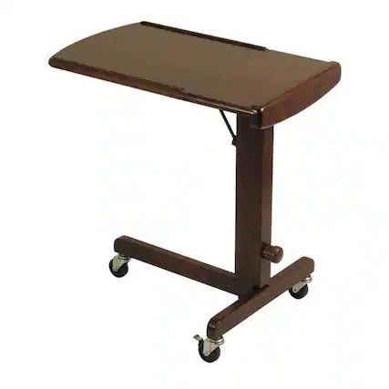 Front. BisonOffice - Antique Walnut Adjustable Laptop Cart with Solid Wood Finish for Mobility - Walnut.