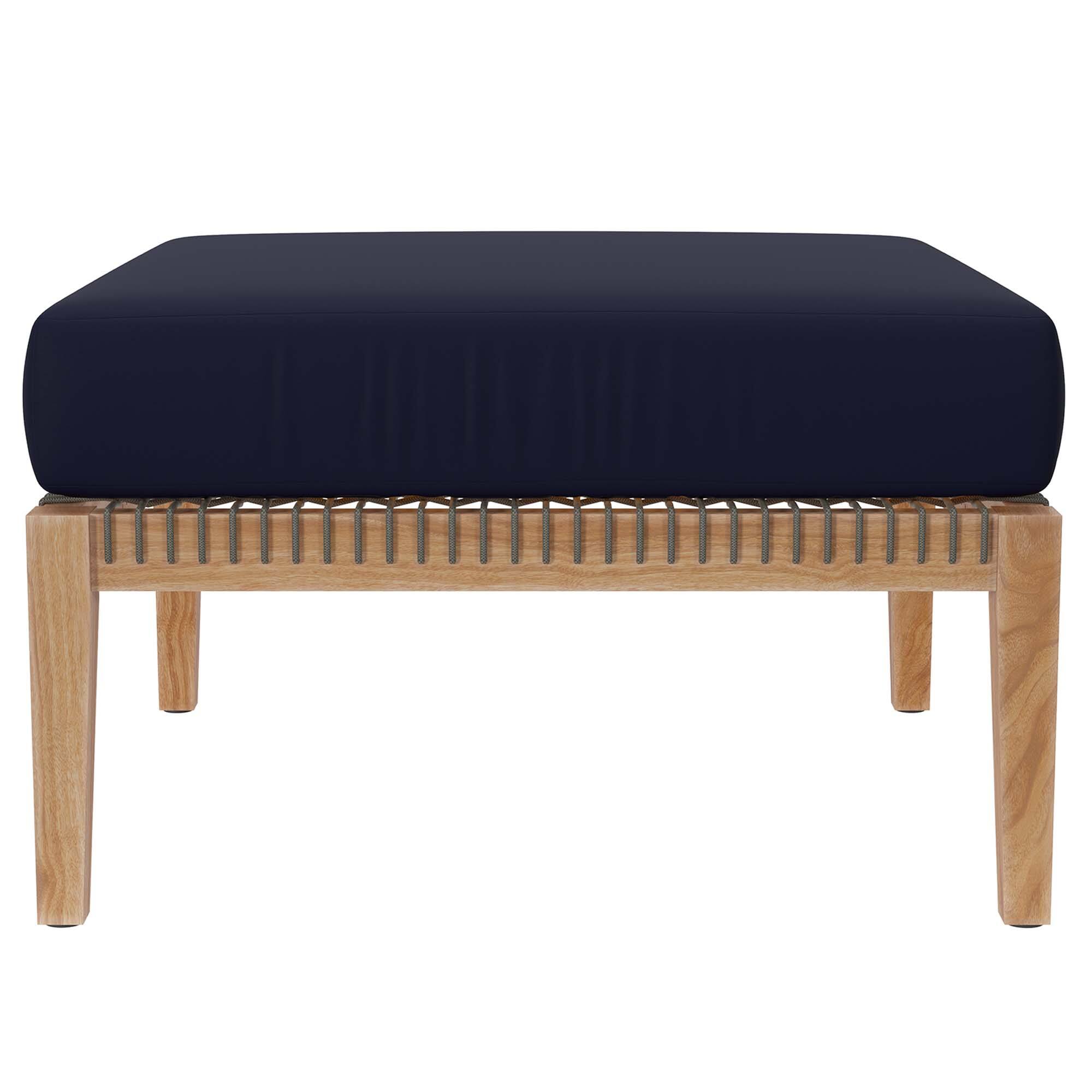Alt View 1. Modway - Clearwater Outdoor Patio Teak Wood Ottoman by Modway - Gray Navy.