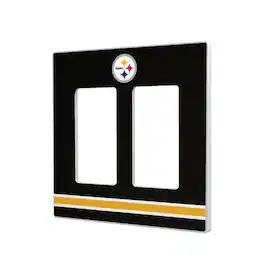 Keyscaper - Pittsburgh Steelers Stripe Double Rocker Light Switch Plate - Multicolor
