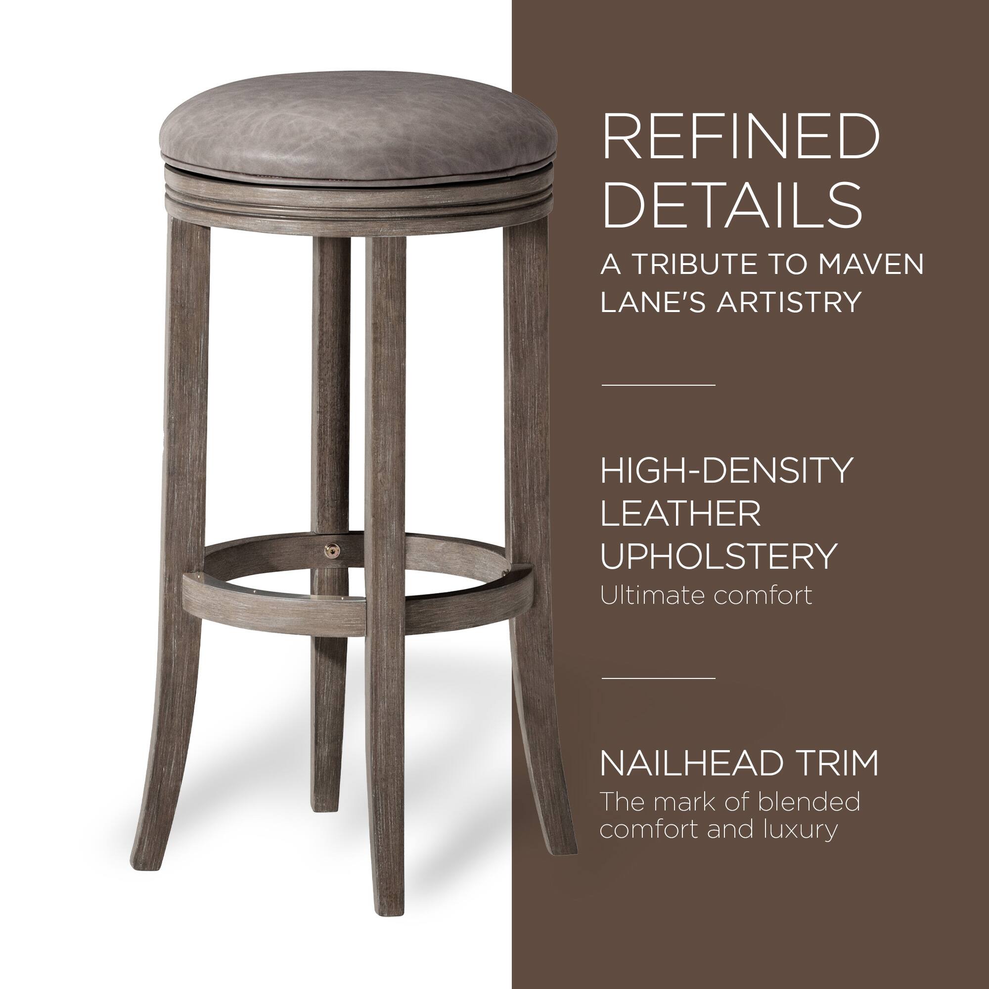 REFINED DETAILS  
A TRIBUTE TO MAVEN LANE'S ARTISTRY  

HIGH-DENSITY LEATHER UPHOLSTERY  
Ultimate comfort  

NAILHEAD TRIM  
The mark of blended comfort and luxury