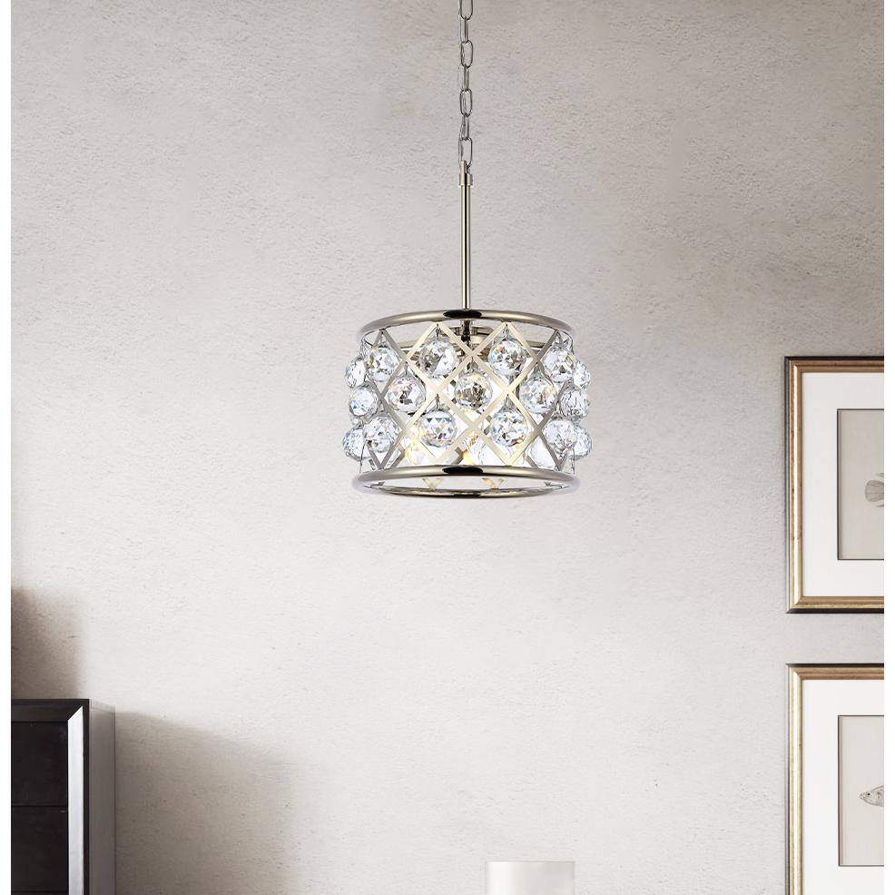 Angle. Urban Classic - Madison 3 light polished Nickel Pendant Clear Royal Cut Crystal - Polished Nickel.