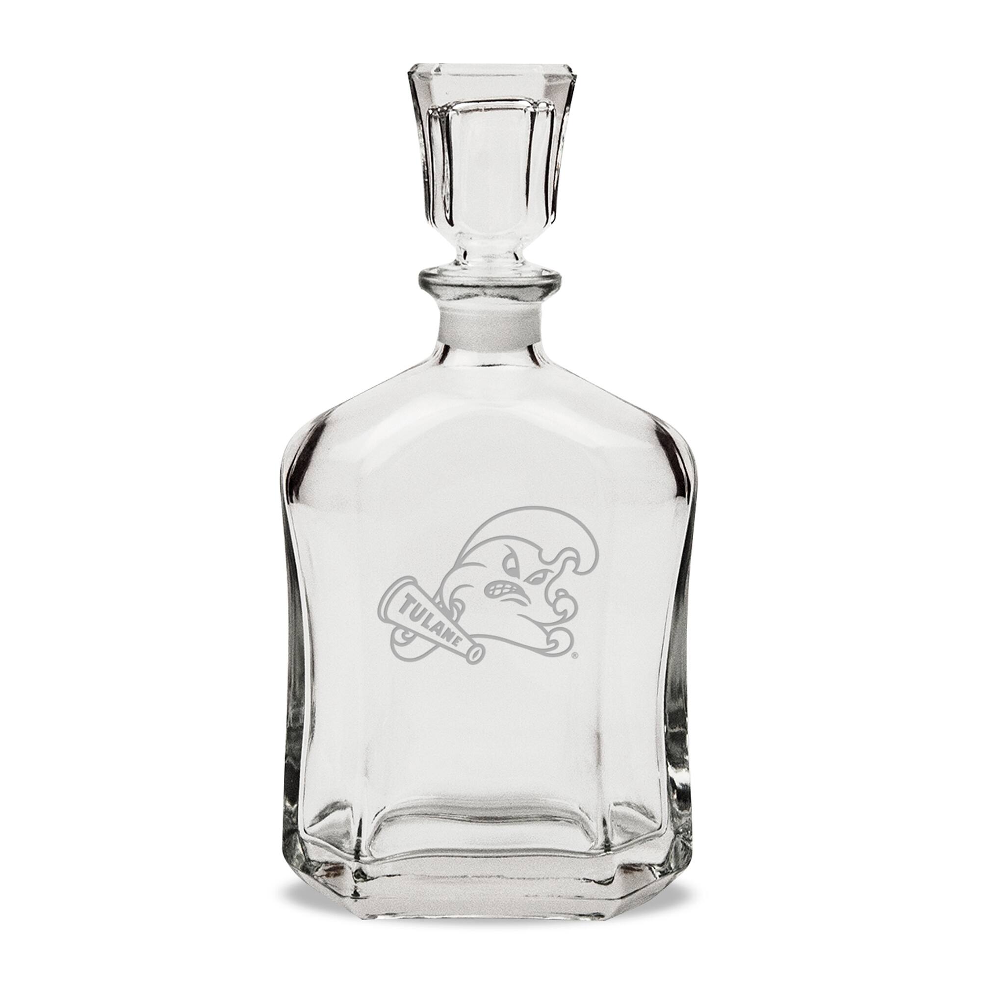 Front. Jardine - Tulane Green Wave 23.75oz. Crystal Whisky Decanter - Multicolor.