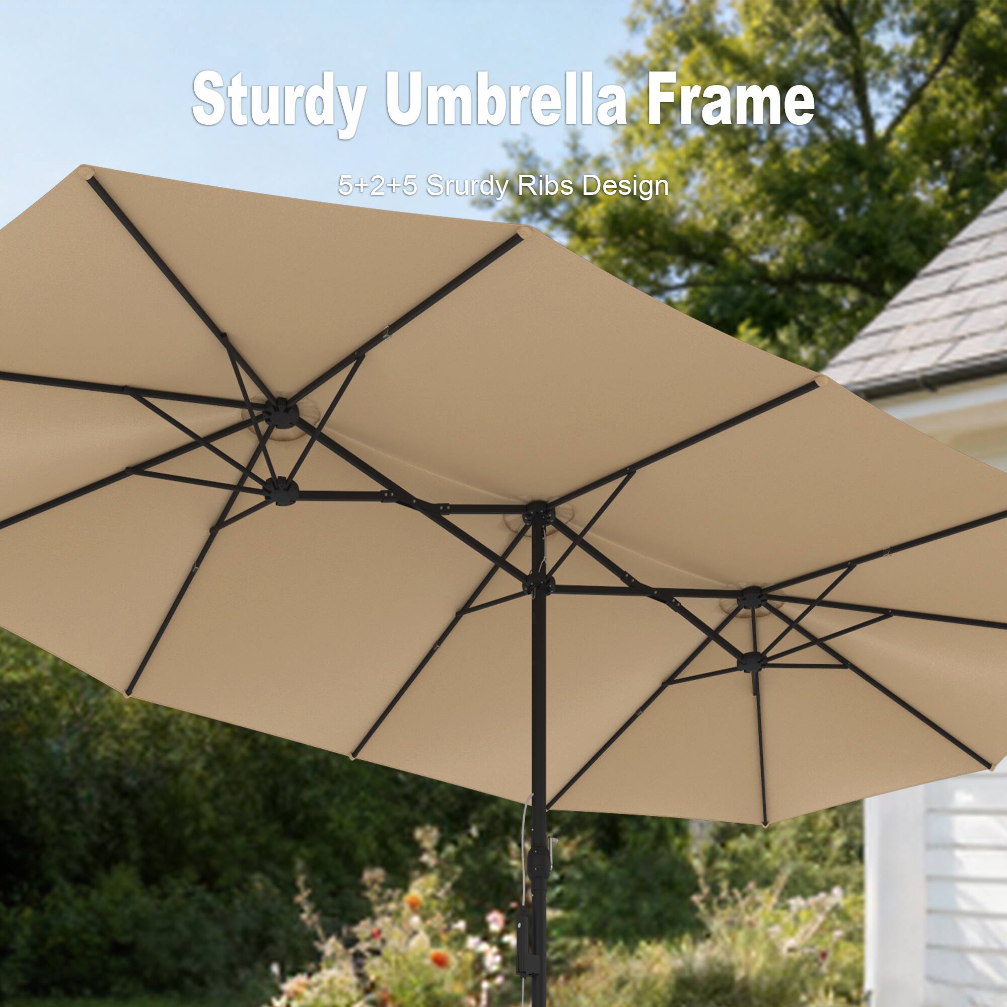 Sturdy Umbrella Frame  
5+2+5 Sturdy Ribs Design