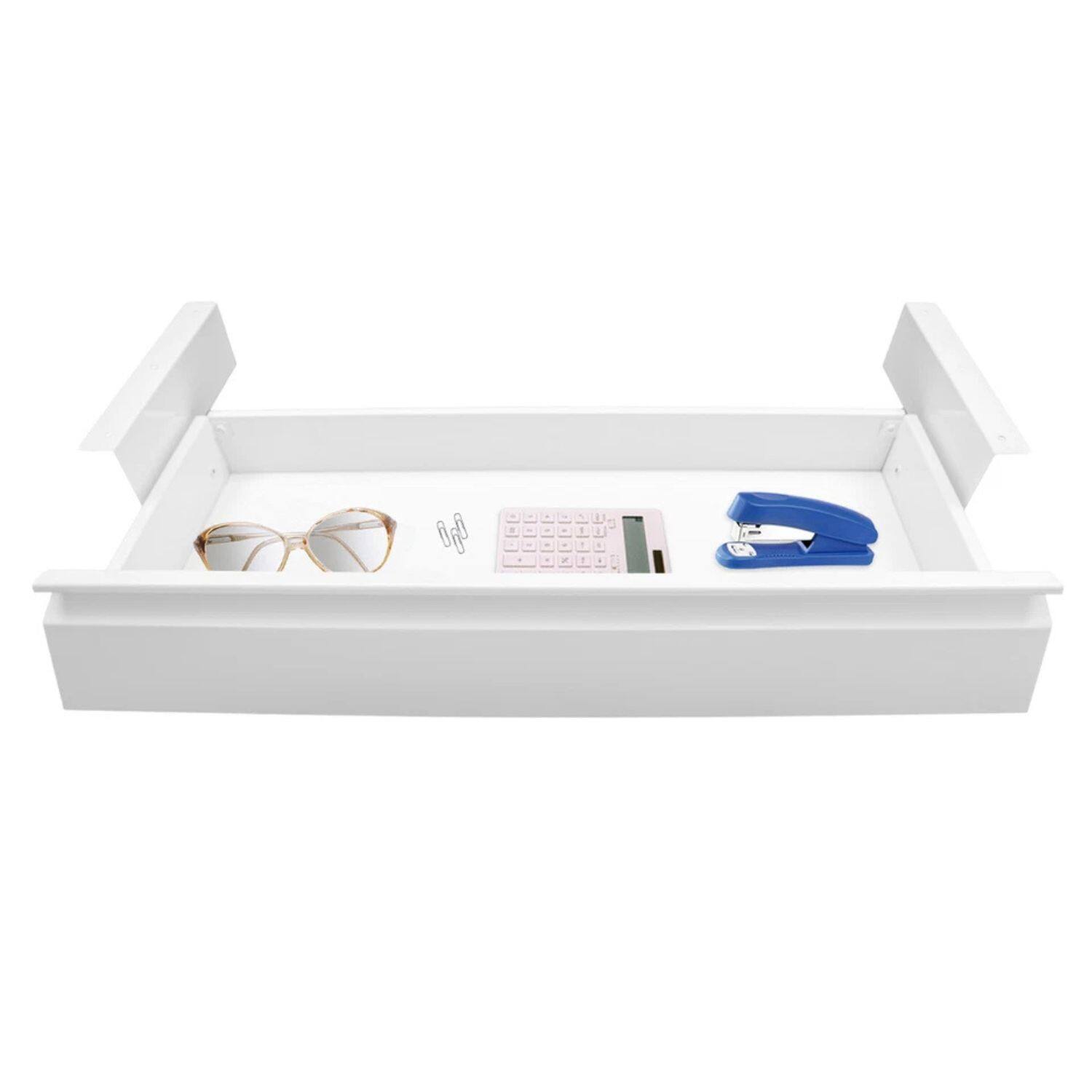 Angle. Home Collection - 22" White Slide-Out Desk Drawer Organizer Tray – Under Desk Office Storage - White.