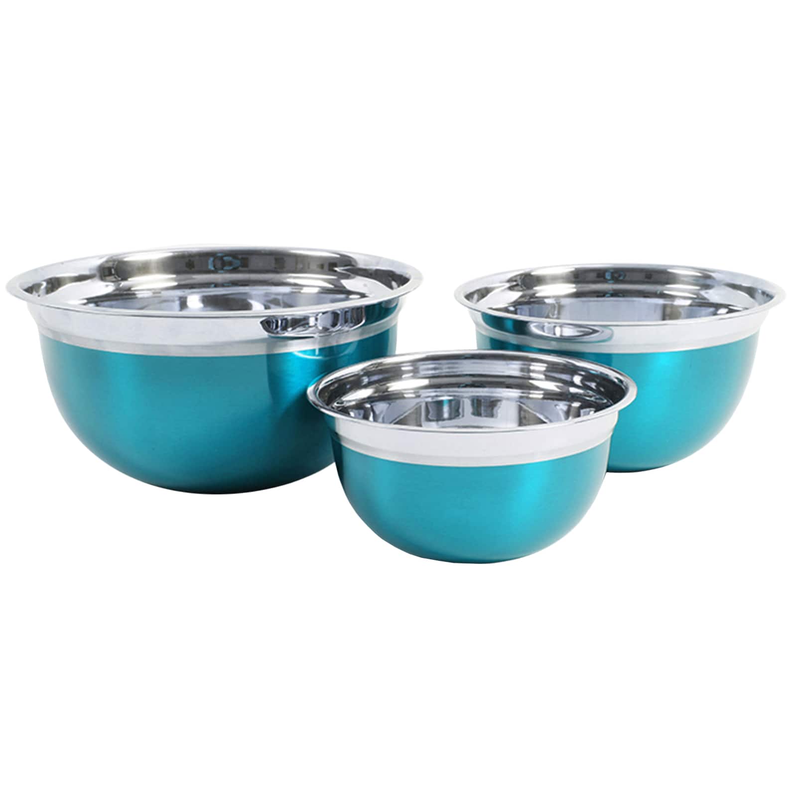 Oster - Rosamond 3 Piece Stainless Steel Round Mixing Bowls in Turquoise