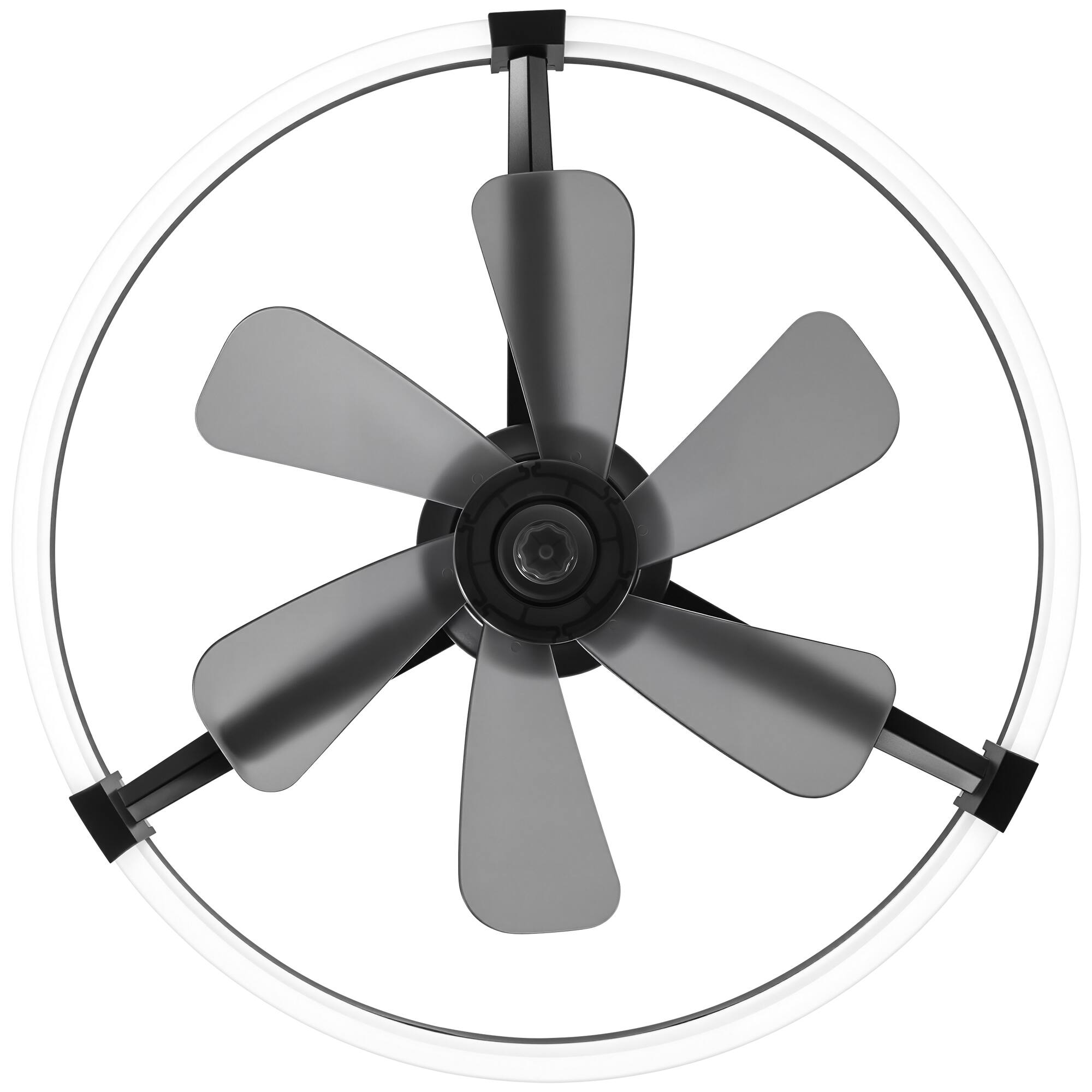 Alt View 8. Breezary - 23-Inch Detachable Enclosed Ceiling Fan with LED Light, Remote, Reversible DC Motor, 6 Blades & Dimmable Lighting - Black and Slate Blue.