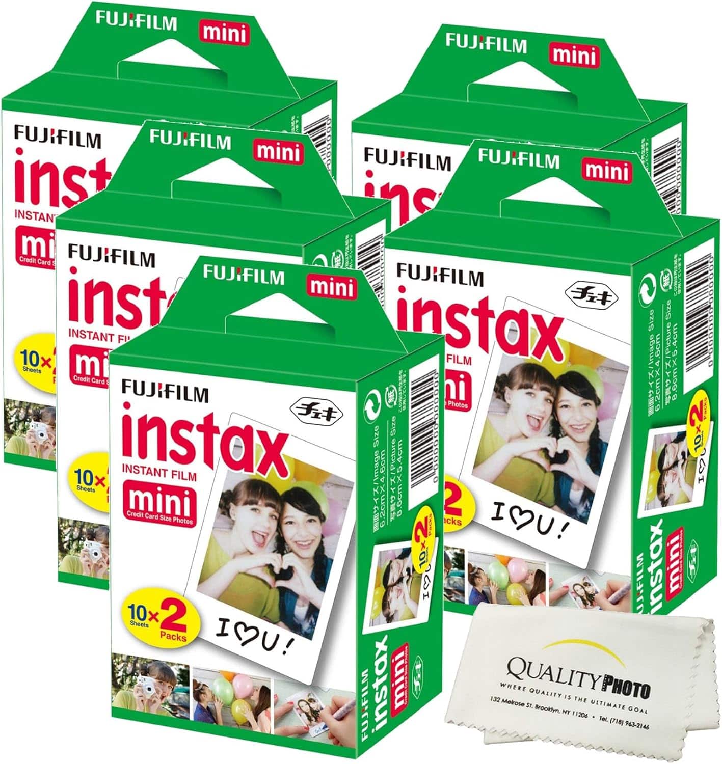 INSTAX Mini Instant Film (White) for Fujifilm Mini 8,9,11,12 Cameras w/Microfiber Cloth by Quality (100 Prints) price history on PriceWatchPro