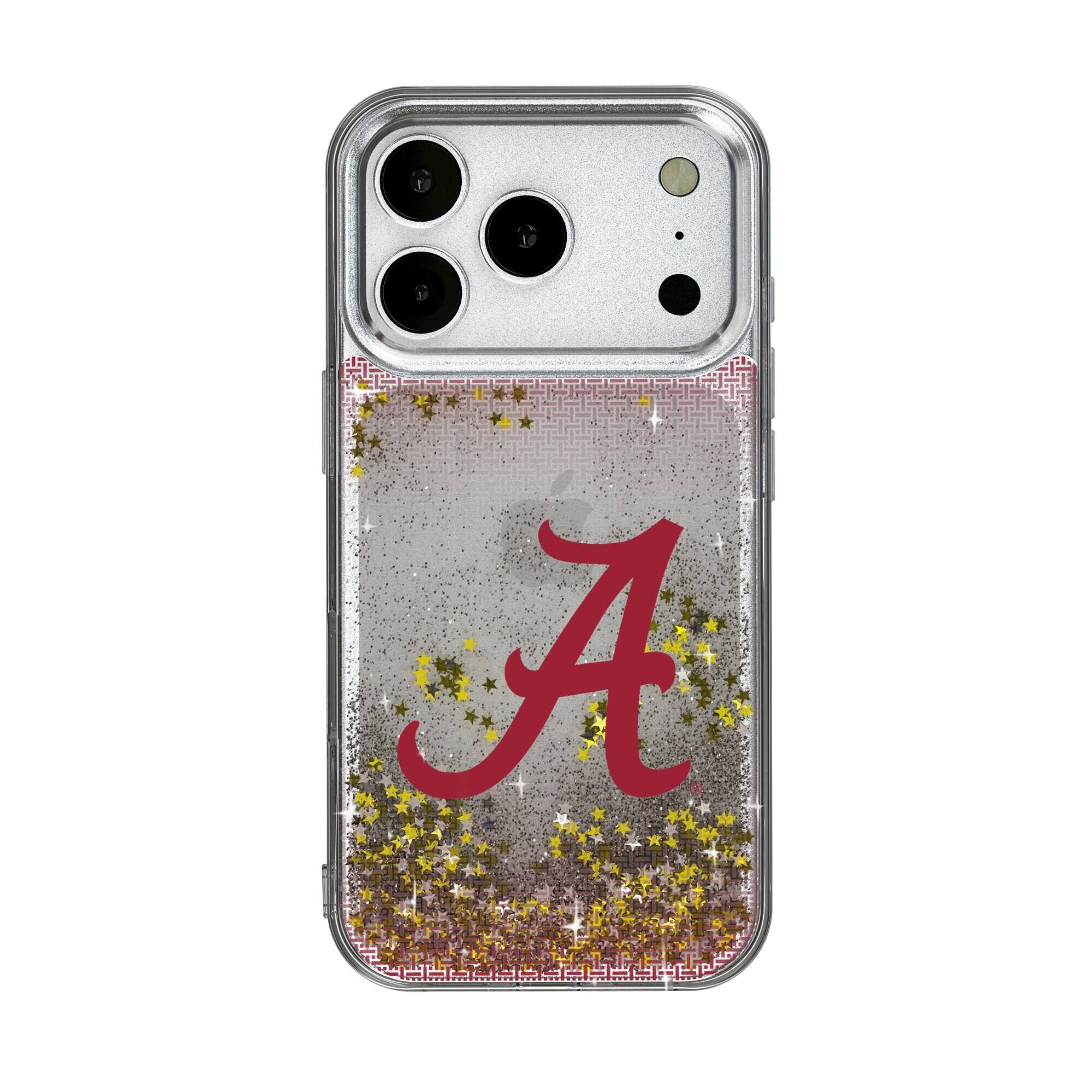 Front. Keyscaper - Alabama Crimson Tide Linen Logo iPhone Glitter Case - 16 - Multicolor.