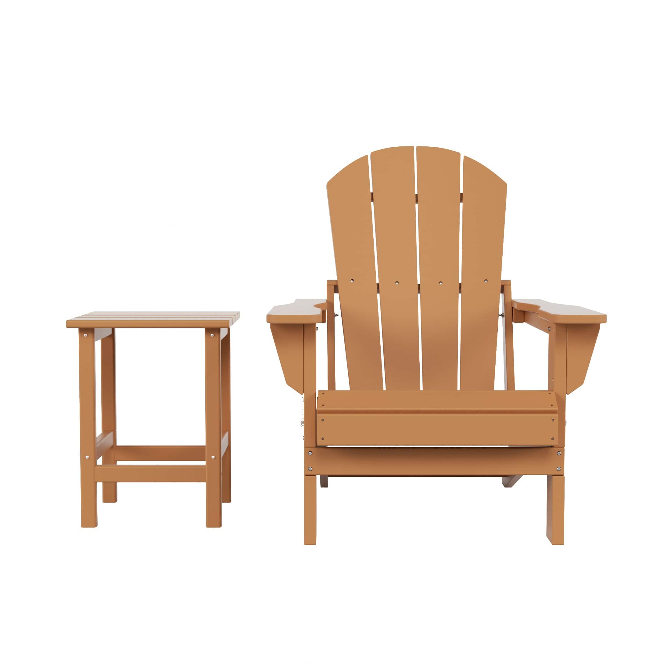 WestinTrends - Malibu 2 piece set outdoor folding Poly Adirondack chair with side table - Teak price history on PriceWatchPro