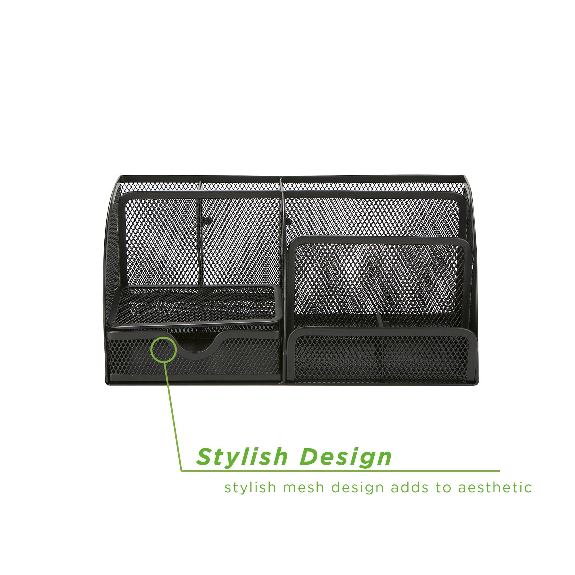 Alt View 15. Mind Reader - Desk Organizer 7 Compartment - Black.