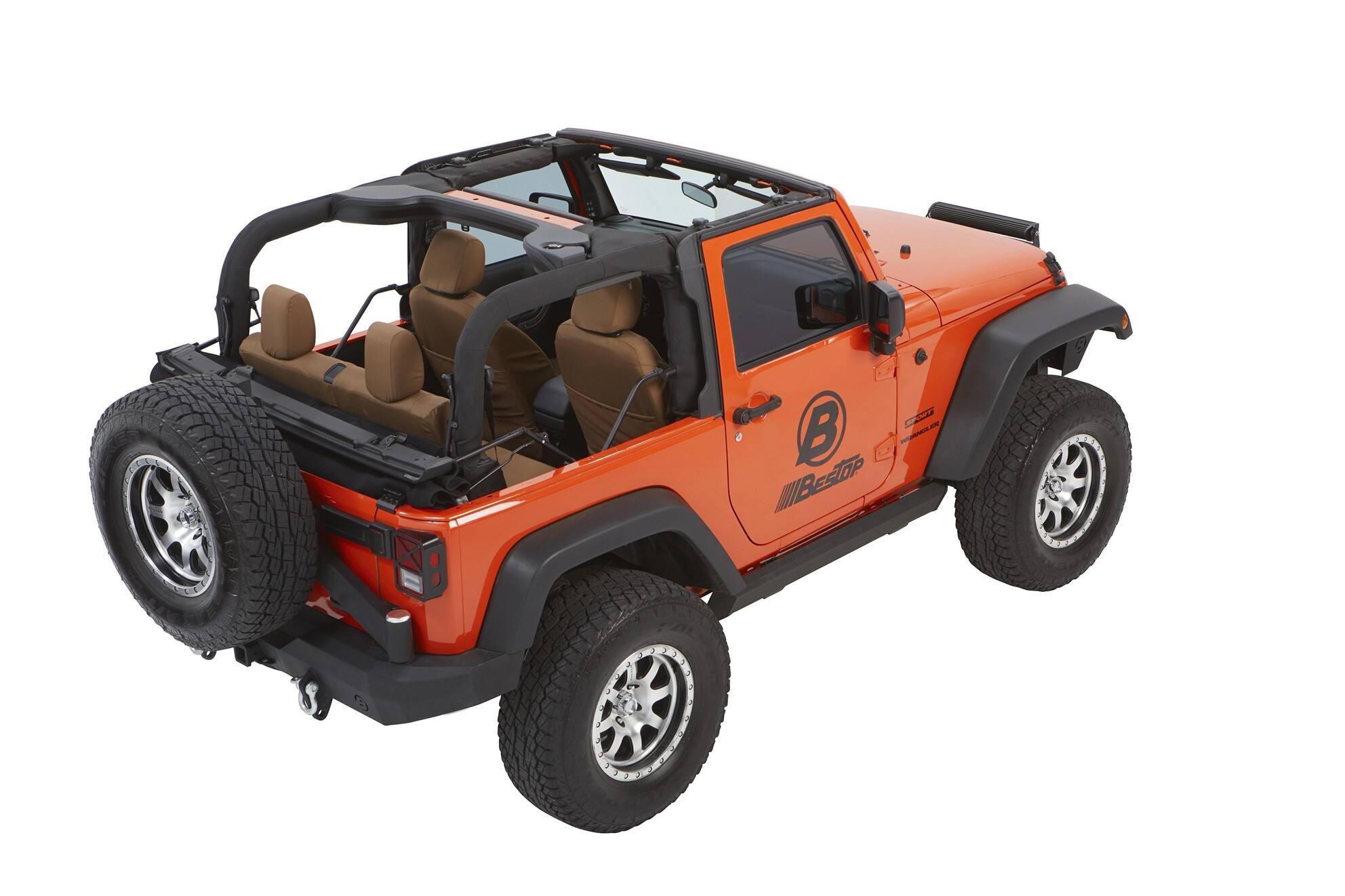 Alt View 11. Bestop - Trektop Glide - Jeep '07-18 Wrangler JK 2-Door (Black Diamond) - Black.