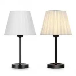 Oumilen - Bedside Table Lamps Set of 2 - Modern Black Nightstand Lamps with White Shade for Bedroom Living Room