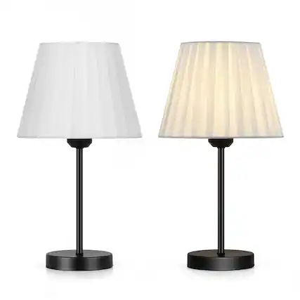 Front. Oumilen - Bedside Table Lamps Set of 2 - Modern Black Nightstand Lamps with White Shade for Bedroom Living Room.