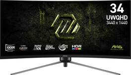 MSI - MAG 345CQRF E20 34" UWQHD Curved Rapid VA 200Hz 0.5ms Gaming Monitor with Free Sync Premium and HDR Ready (HDMI, DP) - Black