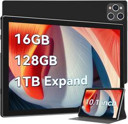 FEONAL - 10 Inch Android Tablet, 2025 Latest Android 13 Tablet 128GB ROM+16GB RAM (8+8Virtual), Octa-Core Powerful - Black