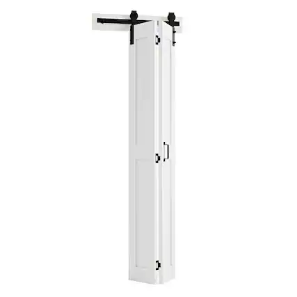 Front. VEVOR - Bifold Barn Door, 24" x 84", MDF Bi-Fold Sliding Closet Doors, Header Board and Hardware Kit Included - White.