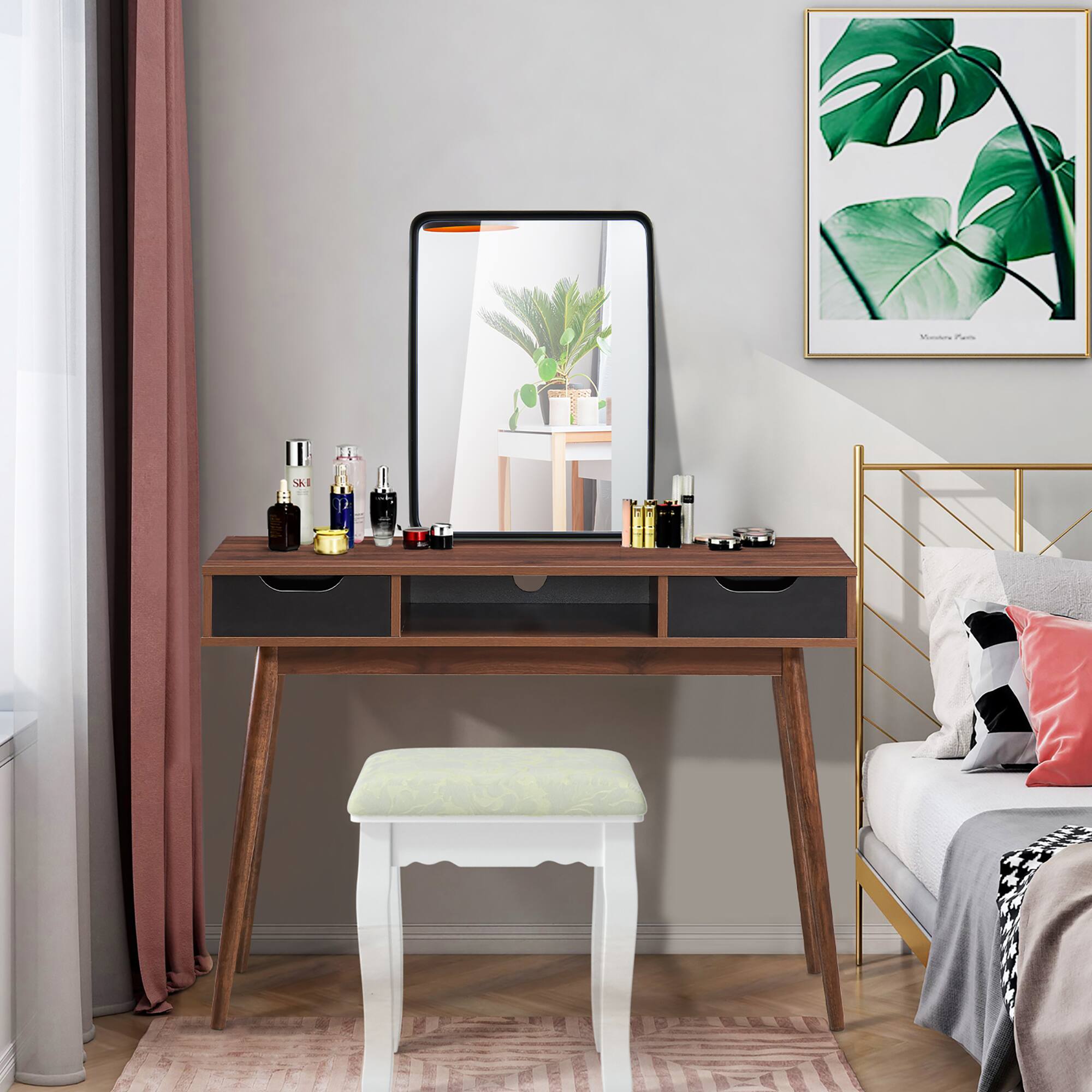 Alt View 1. Costway - Costway 30"X22"Wall Mount Bathroom Mirror Rectangular Vanity Mirror Vertical Horizontal - Black.