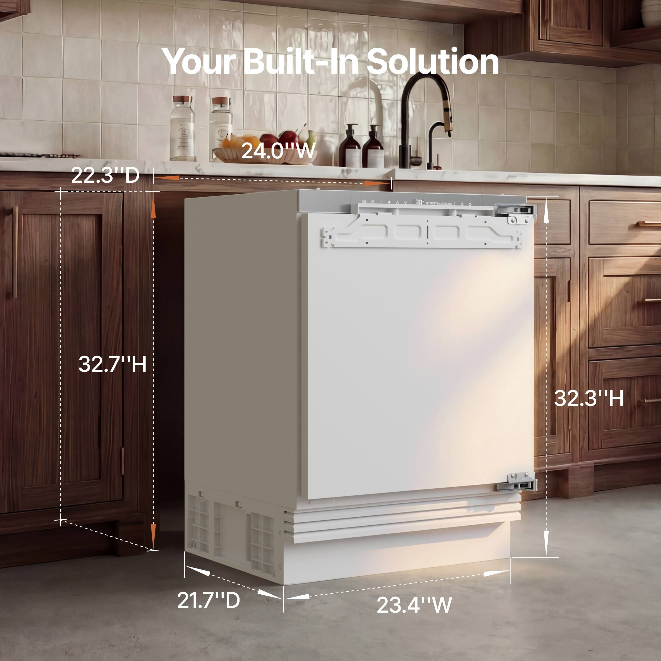 Your Built-In Solution  
22.3"D x 24.0"W x 32.7"H  
21.7"D x 23.4"W