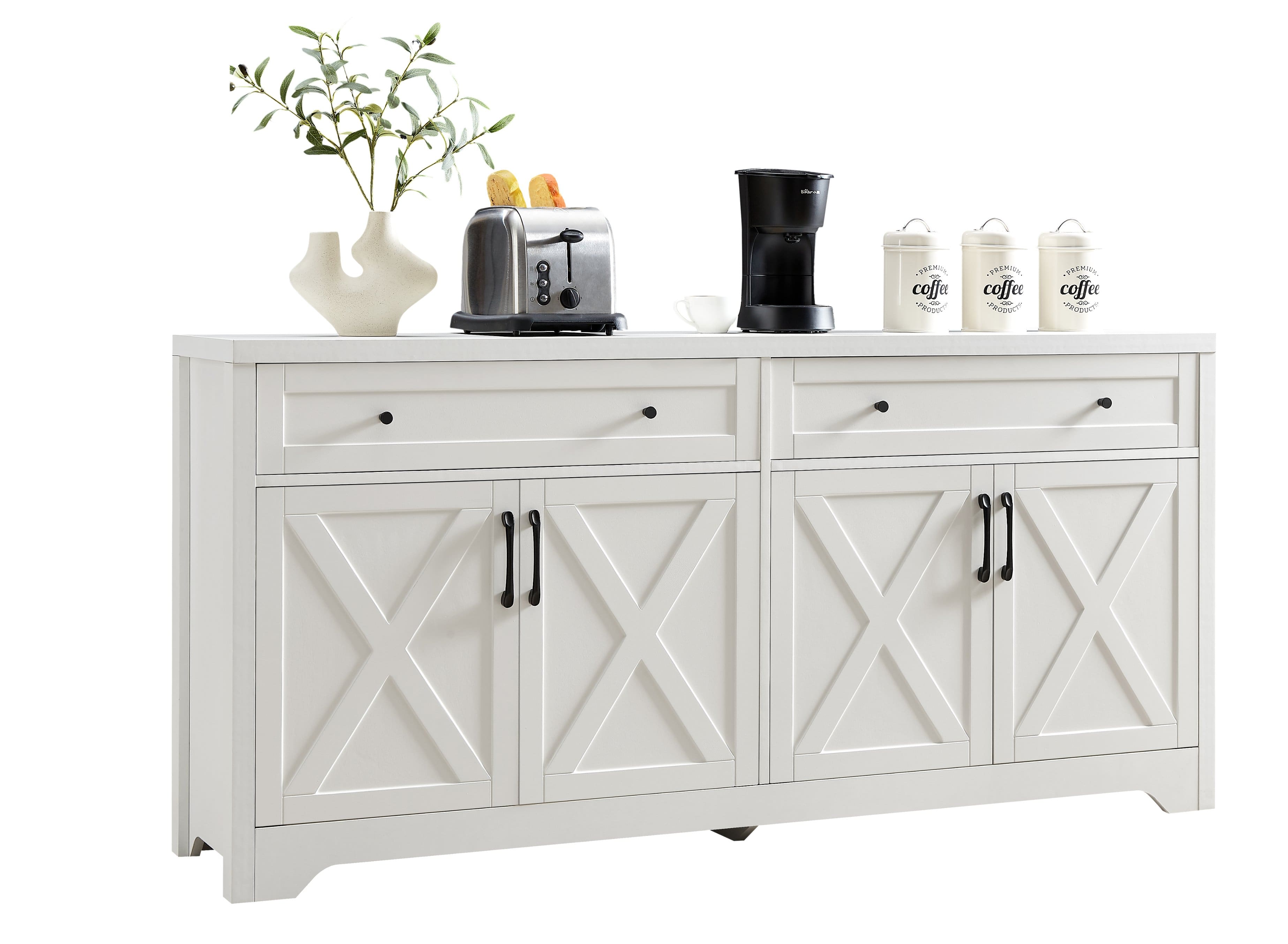 APRILSOUL - 61 inch TV cabinet for living room multifunctional combination TV cabinet large capacity storage cabinet - White