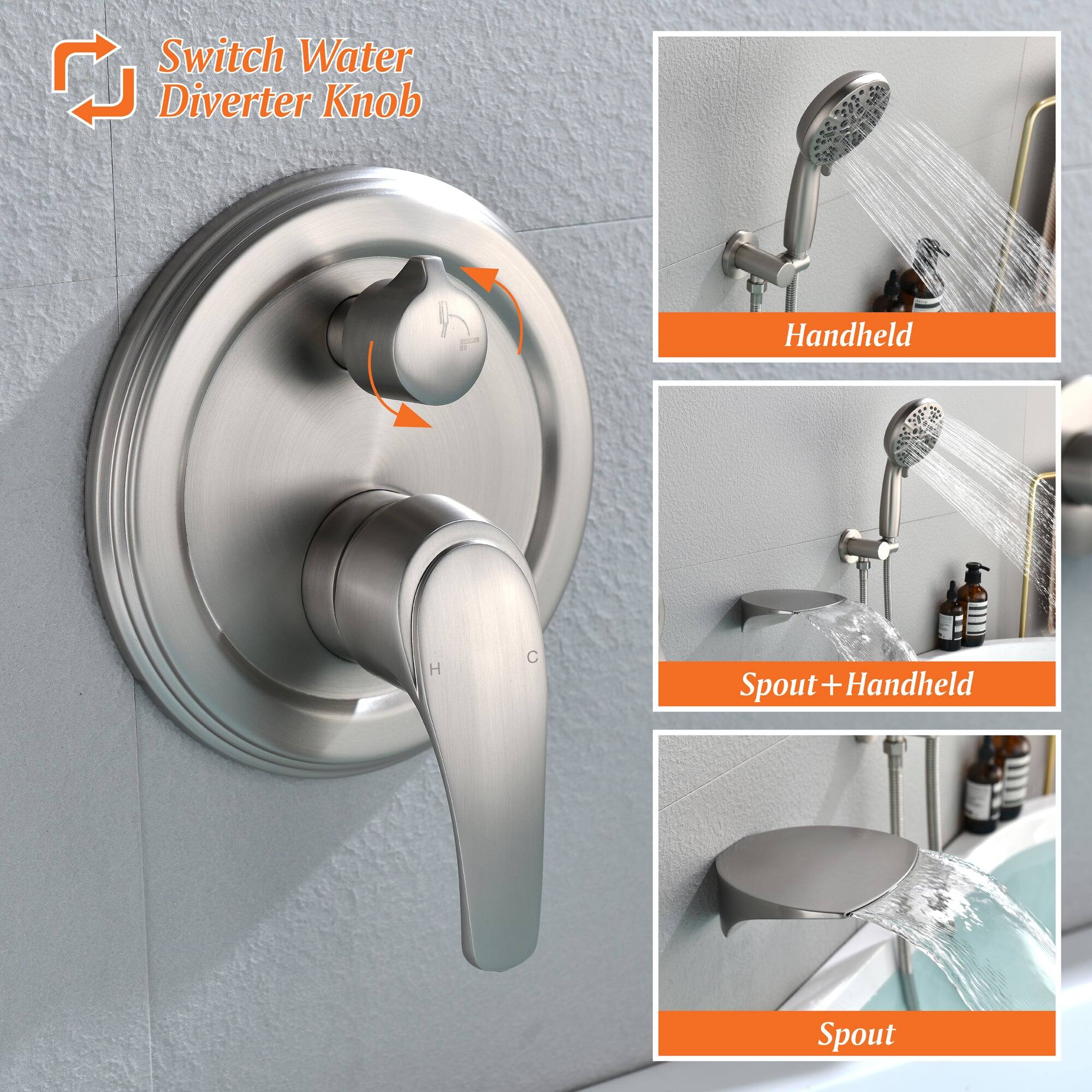Switch Water Diverter Knob

- Handheld
- Spout + Handheld
- Spout