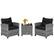 Front. Costway - 3 PCS Patio Rattan Furniture Bistro Set Cushioned Sofas Side Table Armrest - Black.