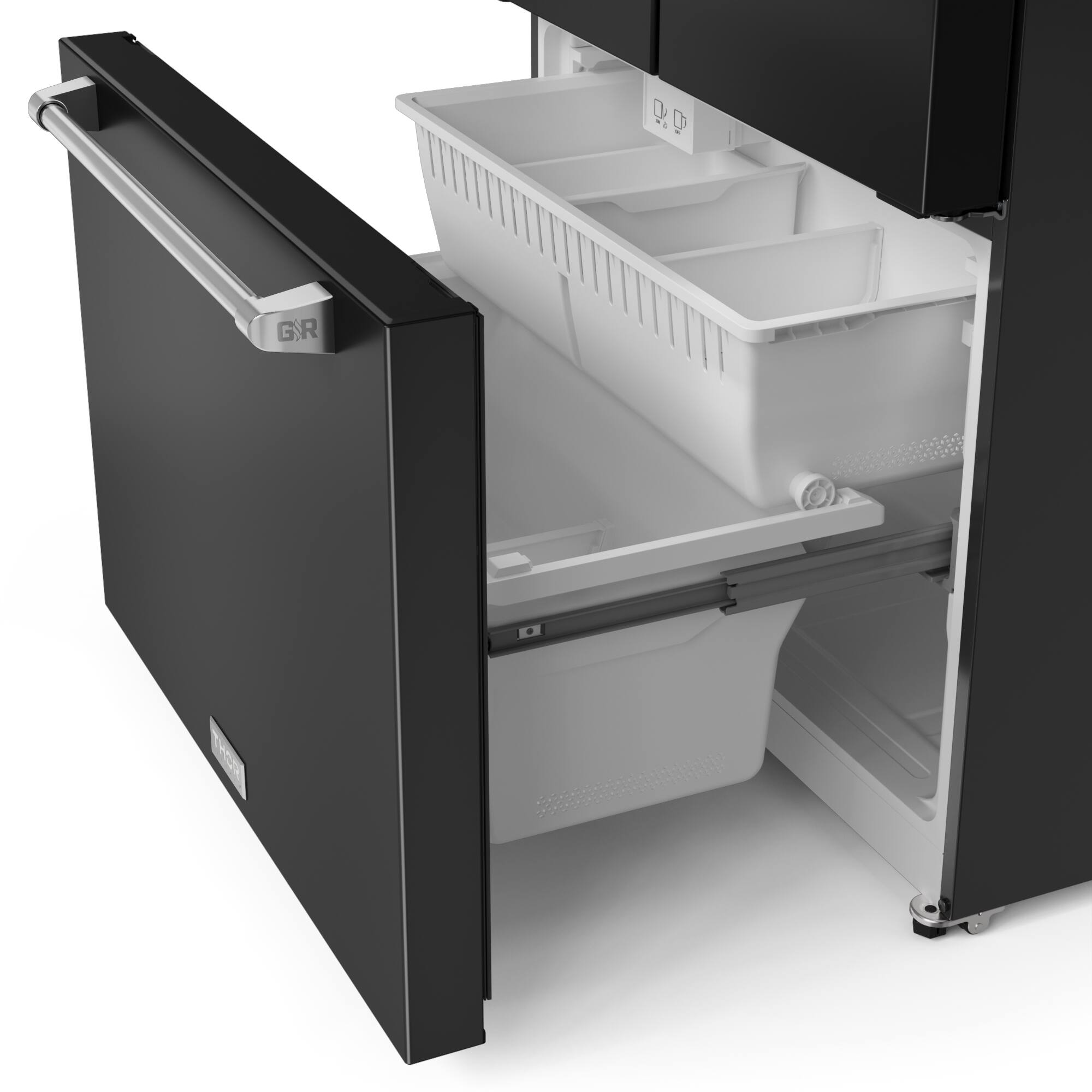 Alt View 5. Thor Kitchen - Gordon Ramsay Series by Thor Kitchen 20.3 Cu. Ft. Counter Depth Refrigerator with Stainless Steel Hardware - Black.