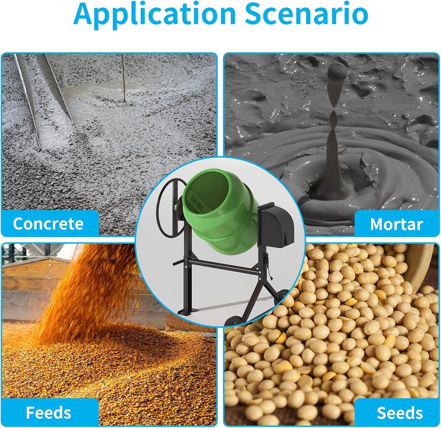 Application Scenario

- Concrete
- Mortar
- Feeds
- Seeds