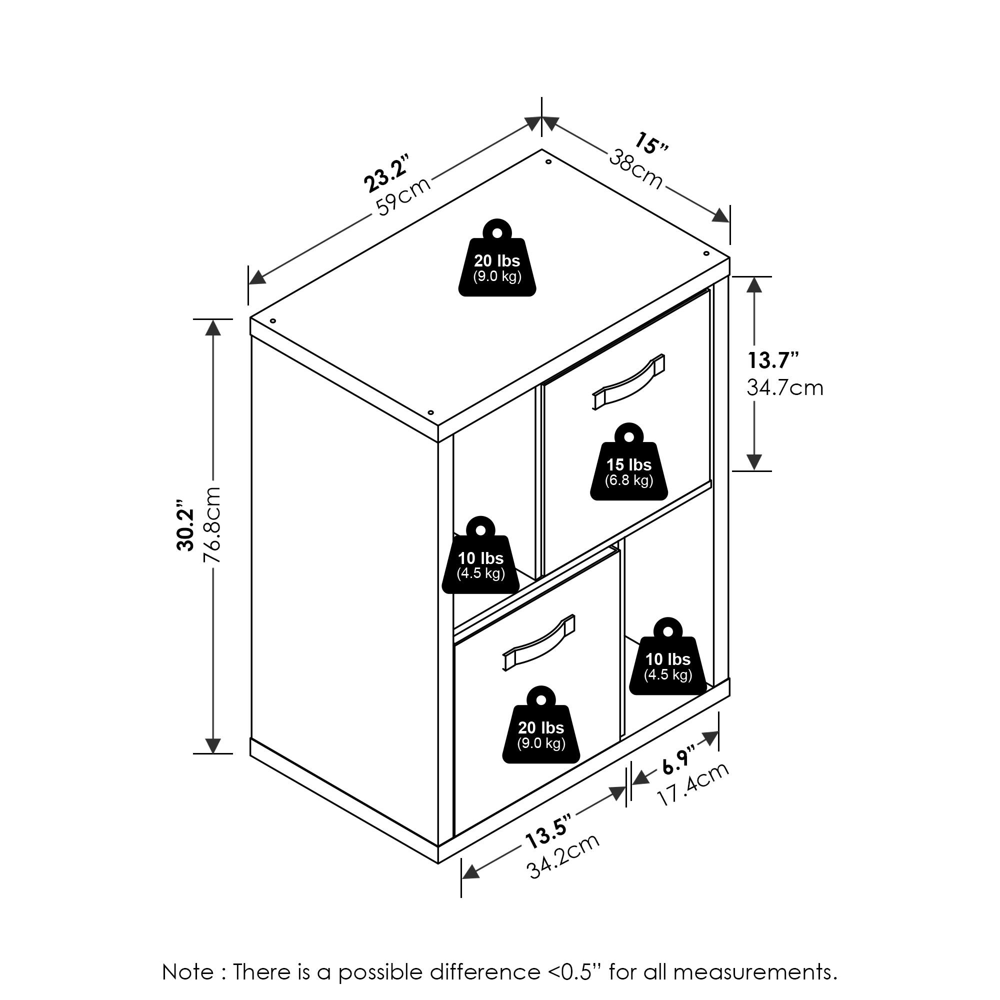 Furinno - Viola Standing Storage Shelf with Two Storage Bins, White/Light Grey - White/Light Grey