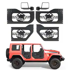 Front. VEVOR - Jeep Tube Doors, 4-Door, Fit for 2018-2026 Jeep Wrangler JL & 2020-2026 Gladiator JT, Soldier Pattern Off Road Front - Black.