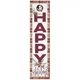 Jardine - Florida State Seminoles 12'' x 48'' Happy Holidays Outdoor Leaner - White