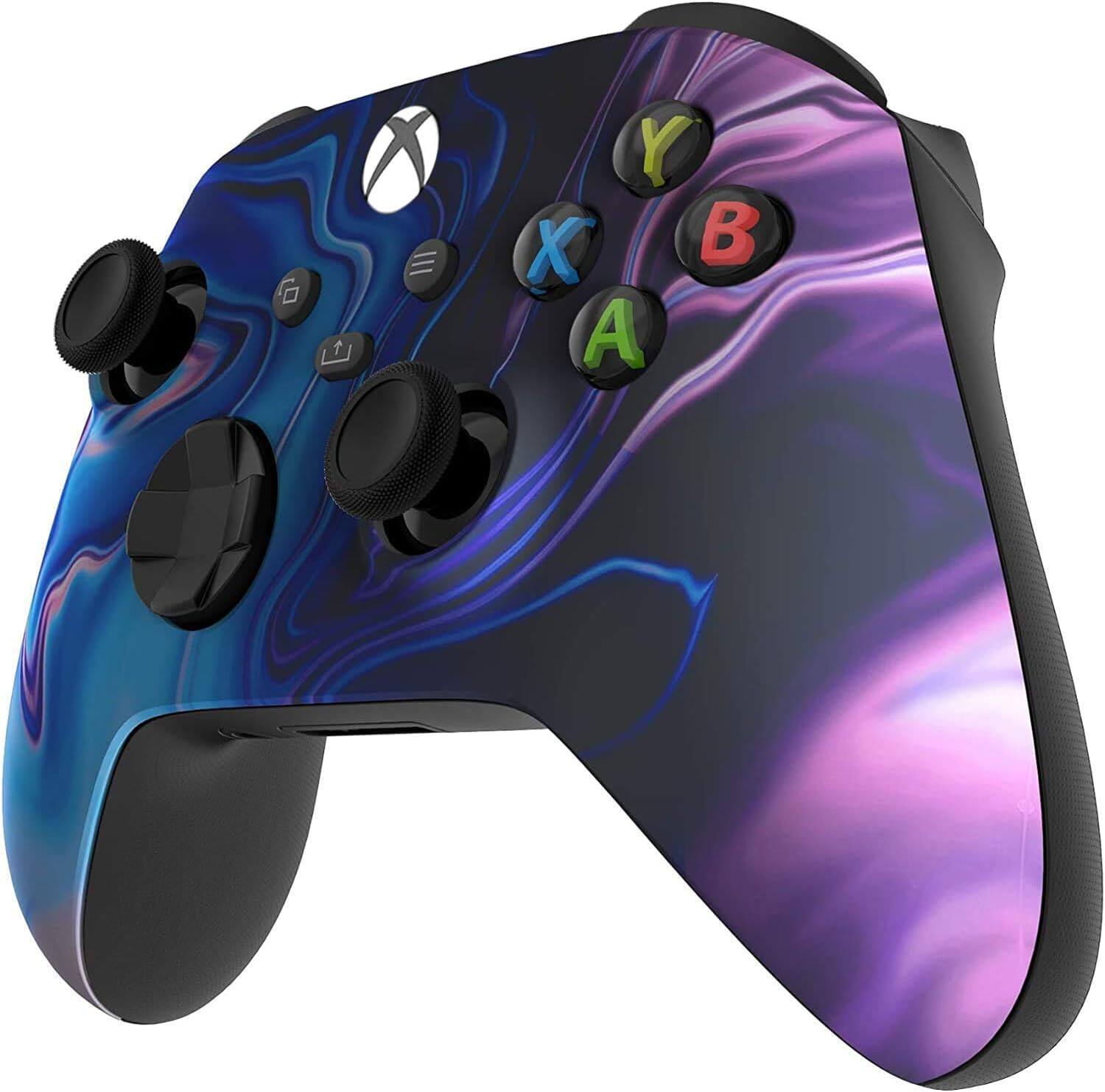 Angle. Custom Controllerzz - Custom Wireless Controller for Xbox Series X|S, Xbox One, & PC - Blue & Purple Swirl.