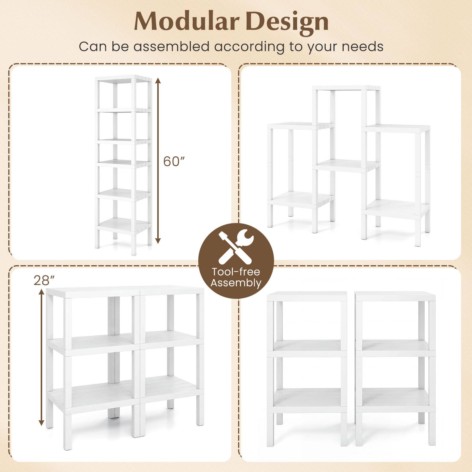 Modular Design  
Can be assembled according to your needs  

60"  
28"  

Tool-free Assembly